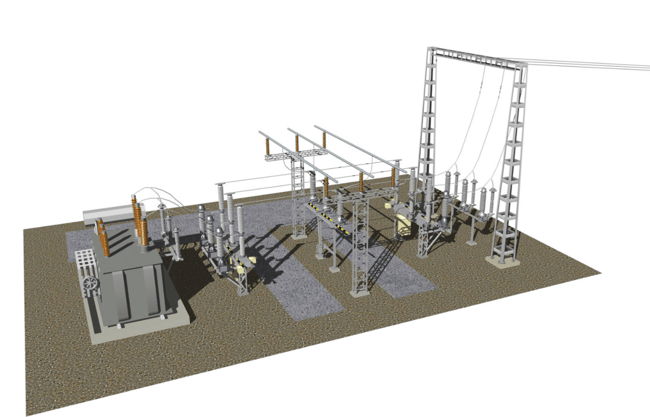 3D Single busbar substation 3D Single busbar substation